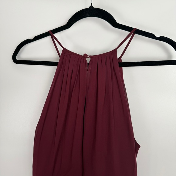 Levkoff Women's Burgundy Chiffon Halter Neck Elegant Formal Maxi Dress Size 10 - Picture 8 of 10
